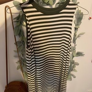 Olive Green Striped Dress